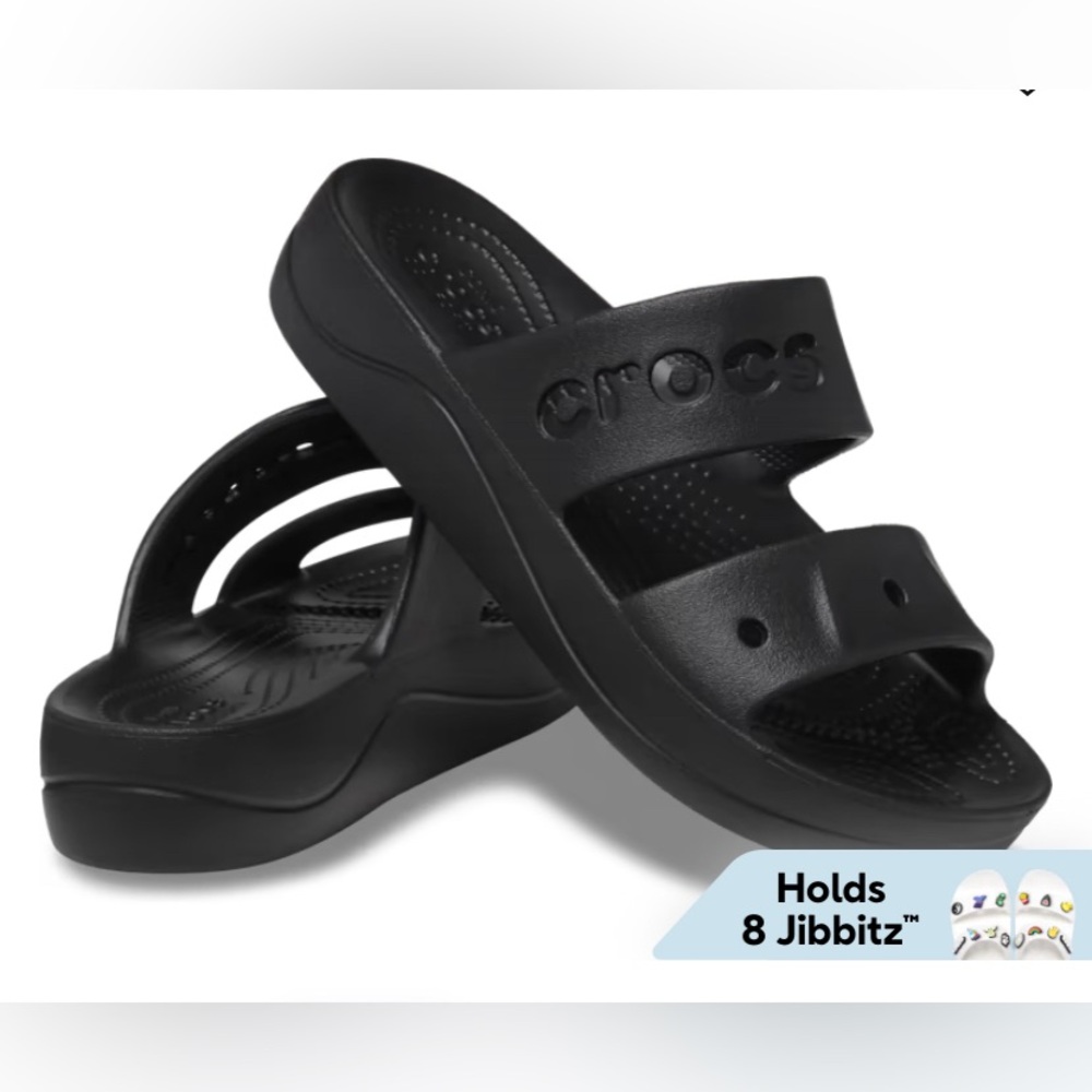 Crocs Baya platform wedge sandal slide black